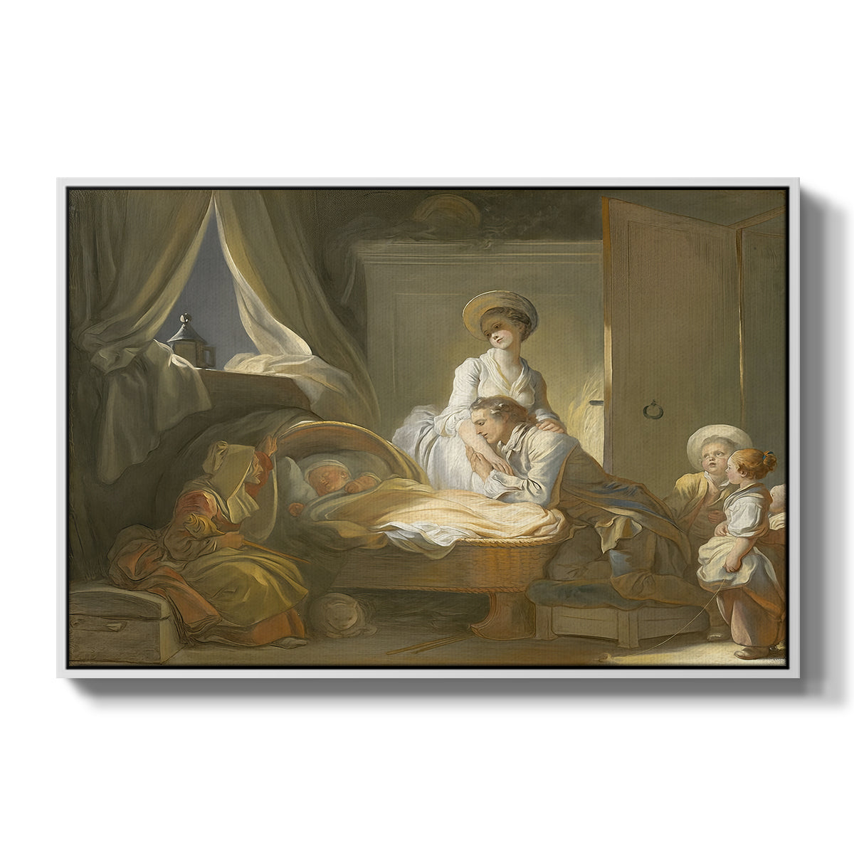 The Visit to the Nursery, c. 1775 - Floater Framed Canvas Print