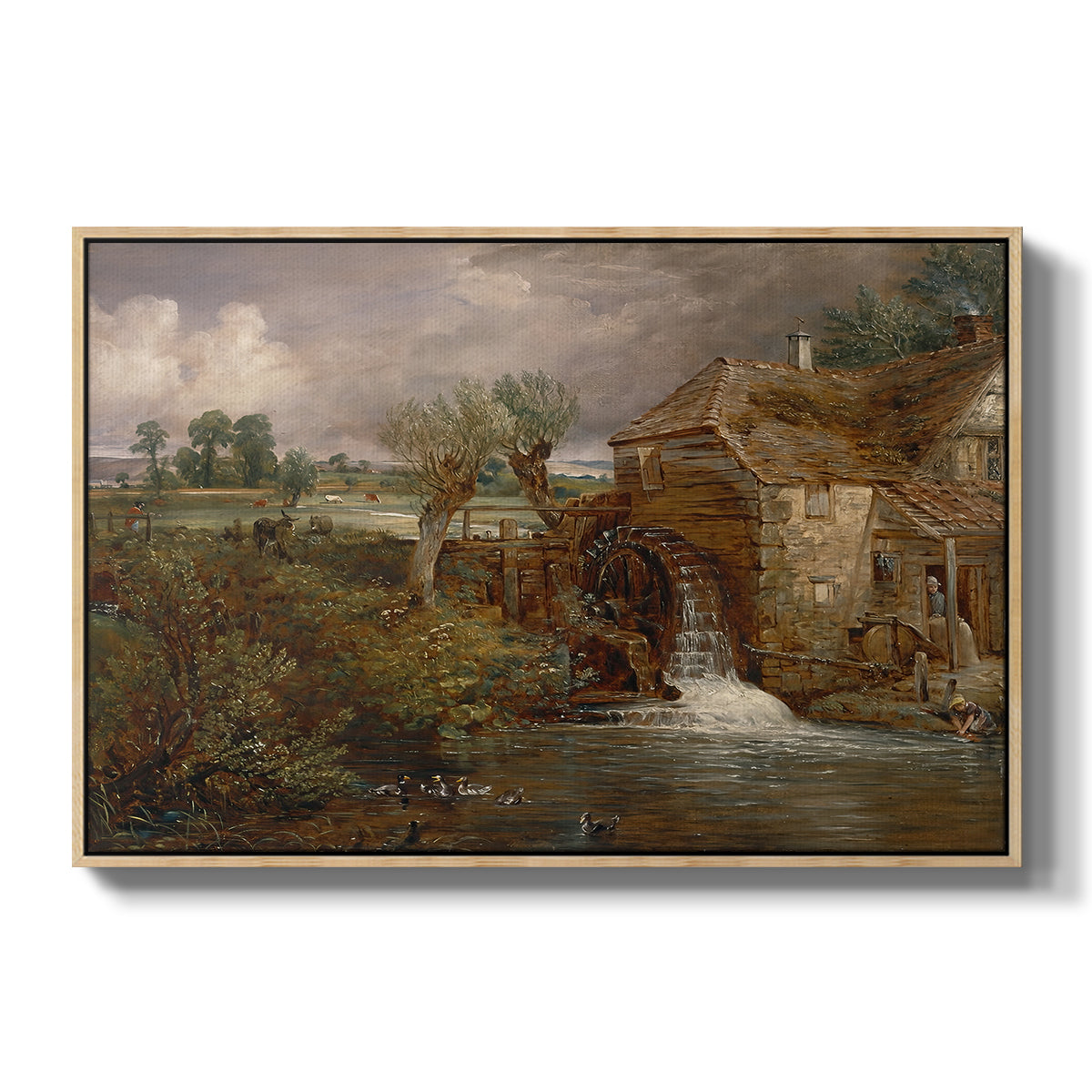 Parham Mill, Gillingham, 1826 - Floater Framed Canvas Print