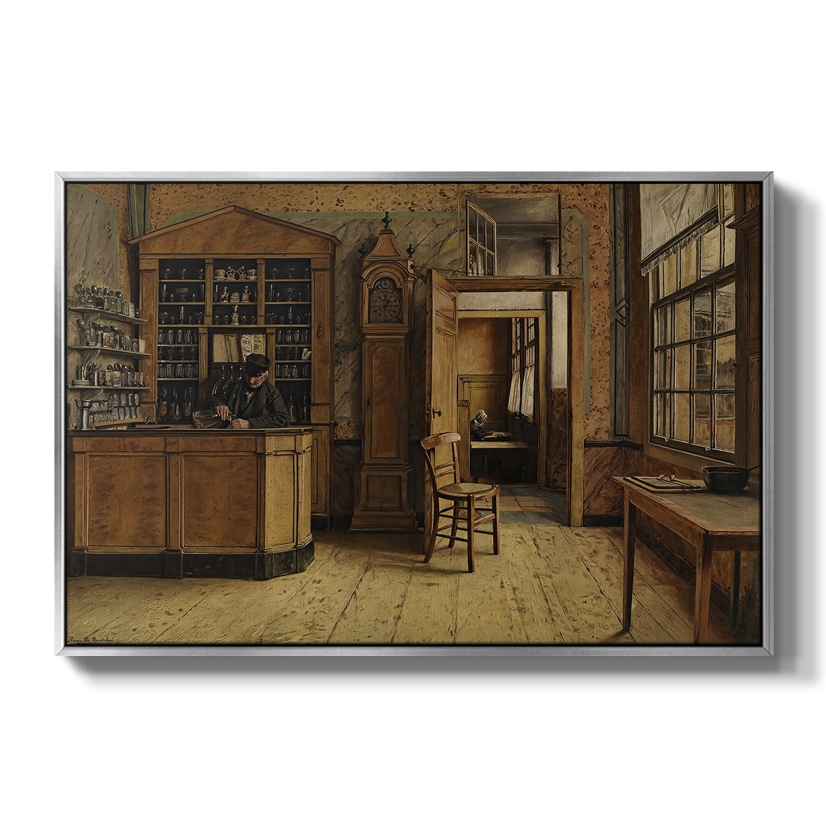 The Old Inn 'Het Loodshuis' in Antwerp, 1877 - Floater Framed Canvas Print