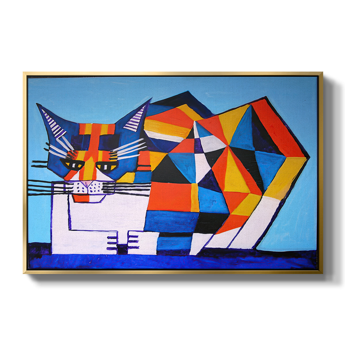 Cassie Thinking about Cubism - Floater Framed Canvas Print
