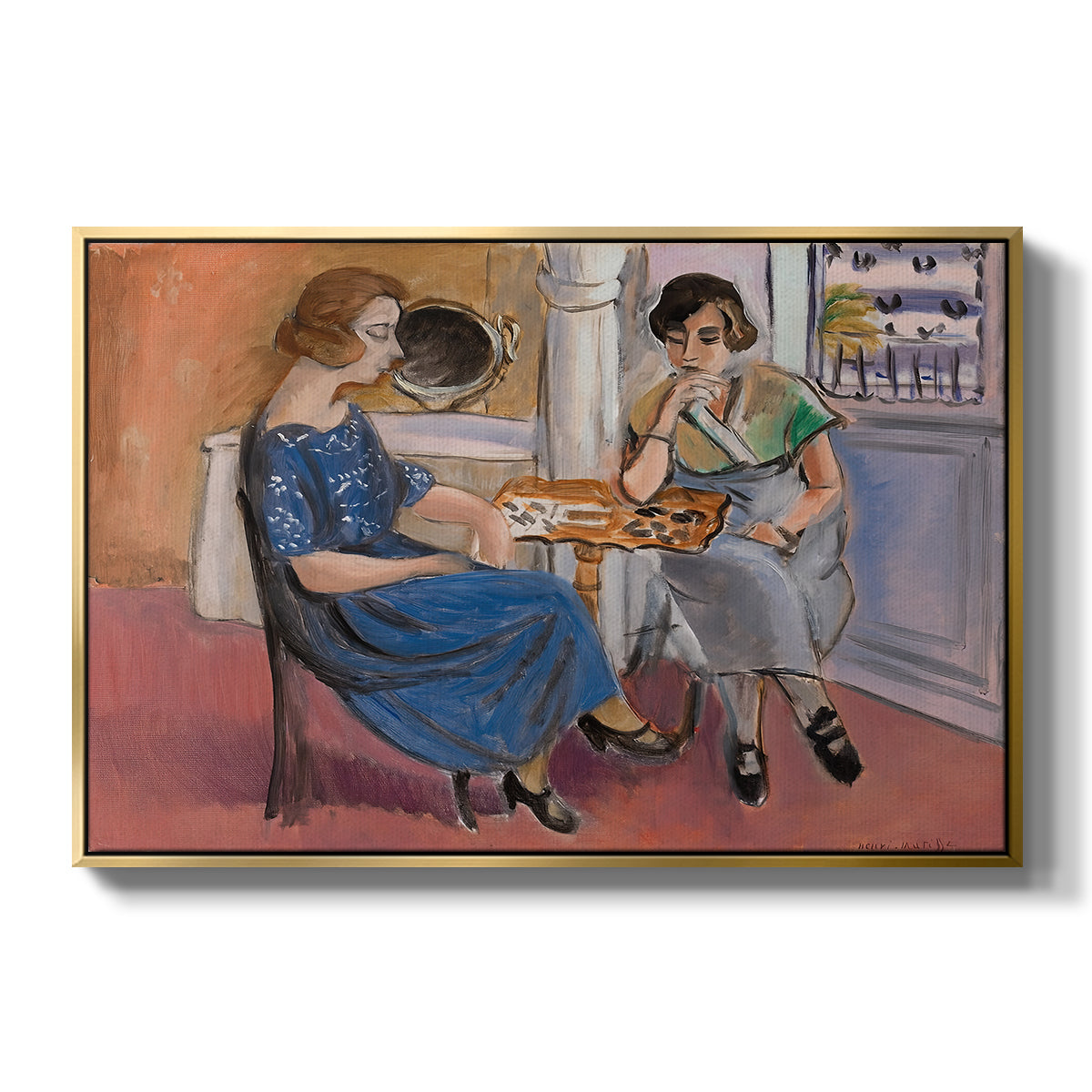 Domino Players, 1921 - Floater Framed Canvas Print