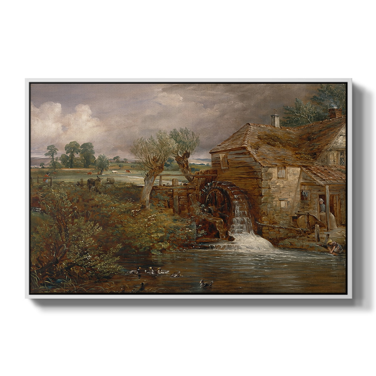 Parham Mill, Gillingham, 1826 - Floater Framed Canvas Print