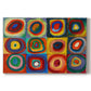 Canvas art print portraying a grid of squares each containing concentric circular color patterns, set against a white background