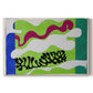 Canvas art print portraying an abstract composition suggesting water and aquatic forms, set against a white background