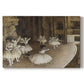 Canvas art print portraying ballerinas rehearsing on stage with set backdrop and lighting, set against a white background