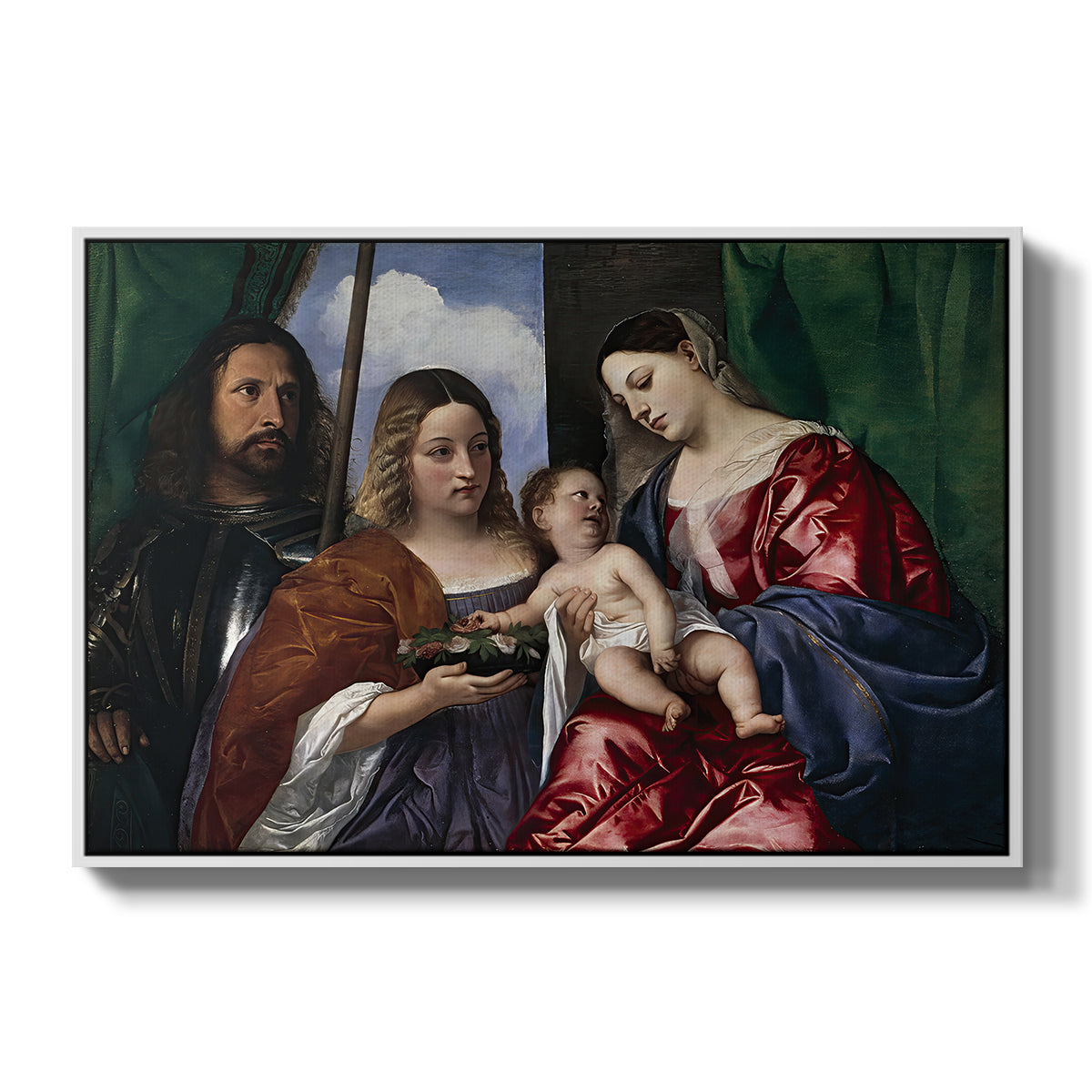 Madonna and Child with Saints Dorothy and George, c. 1516 - Floater Framed Canvas Print