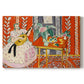 Canvas art print portraying a seated figure with a lute in a decorative interior, set against a white background
