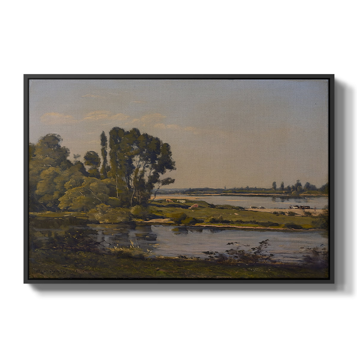 Landscape with a River, 1892 - Floater Framed Canvas Print