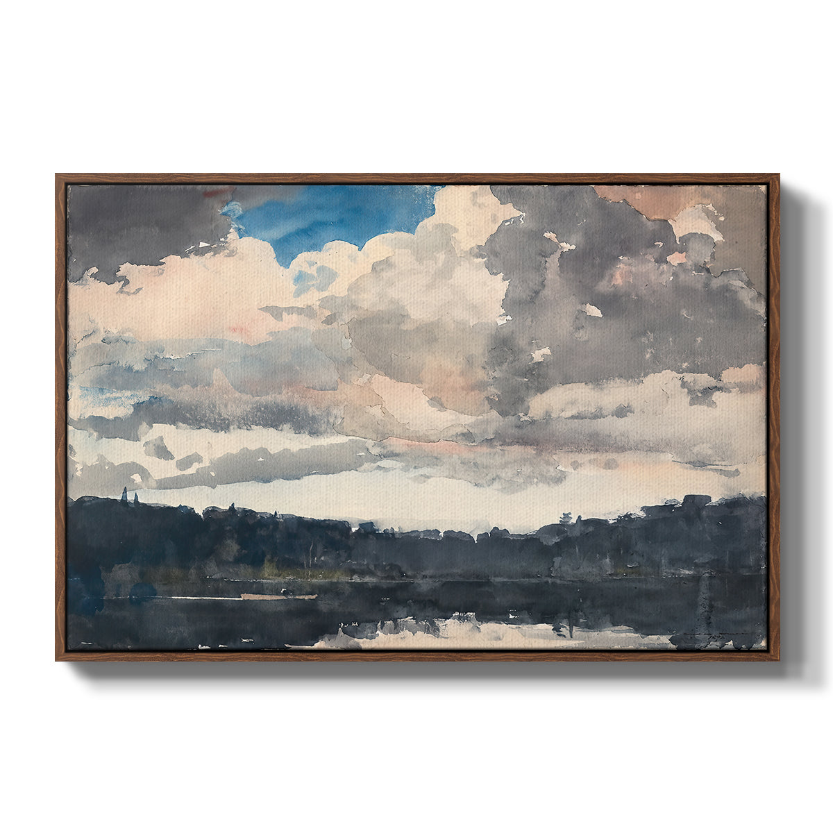 The Lone Boat, North Woods Club, Adirondacks, 1892 - Floater Framed Canvas Print