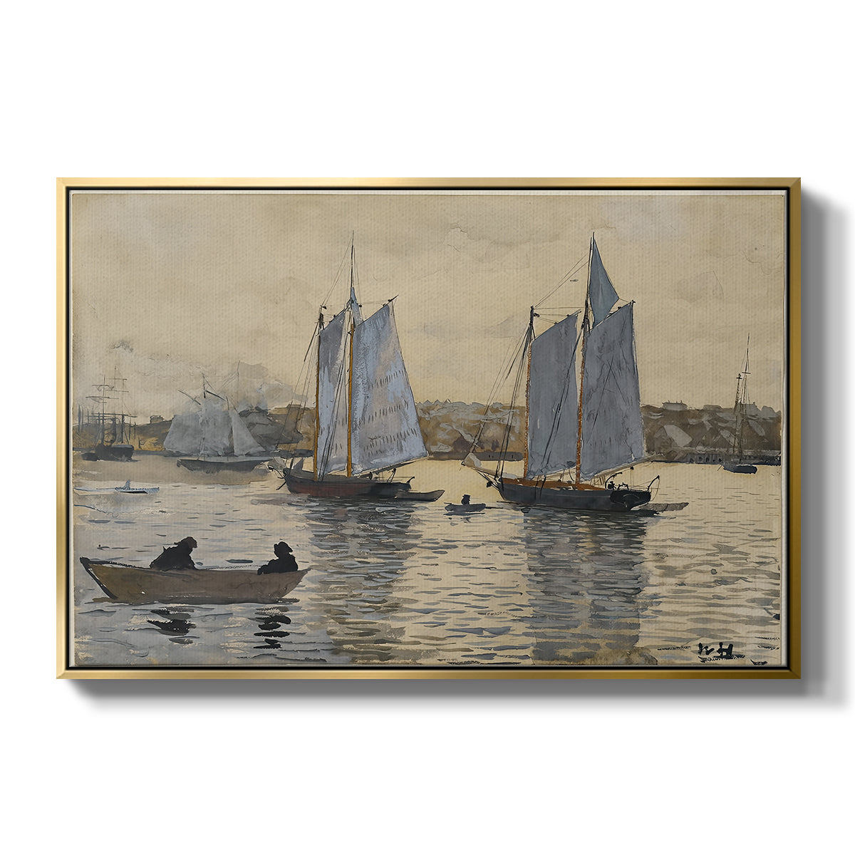 Two Schooners, Gloucester, c. 1880 - Floater Framed Canvas Print