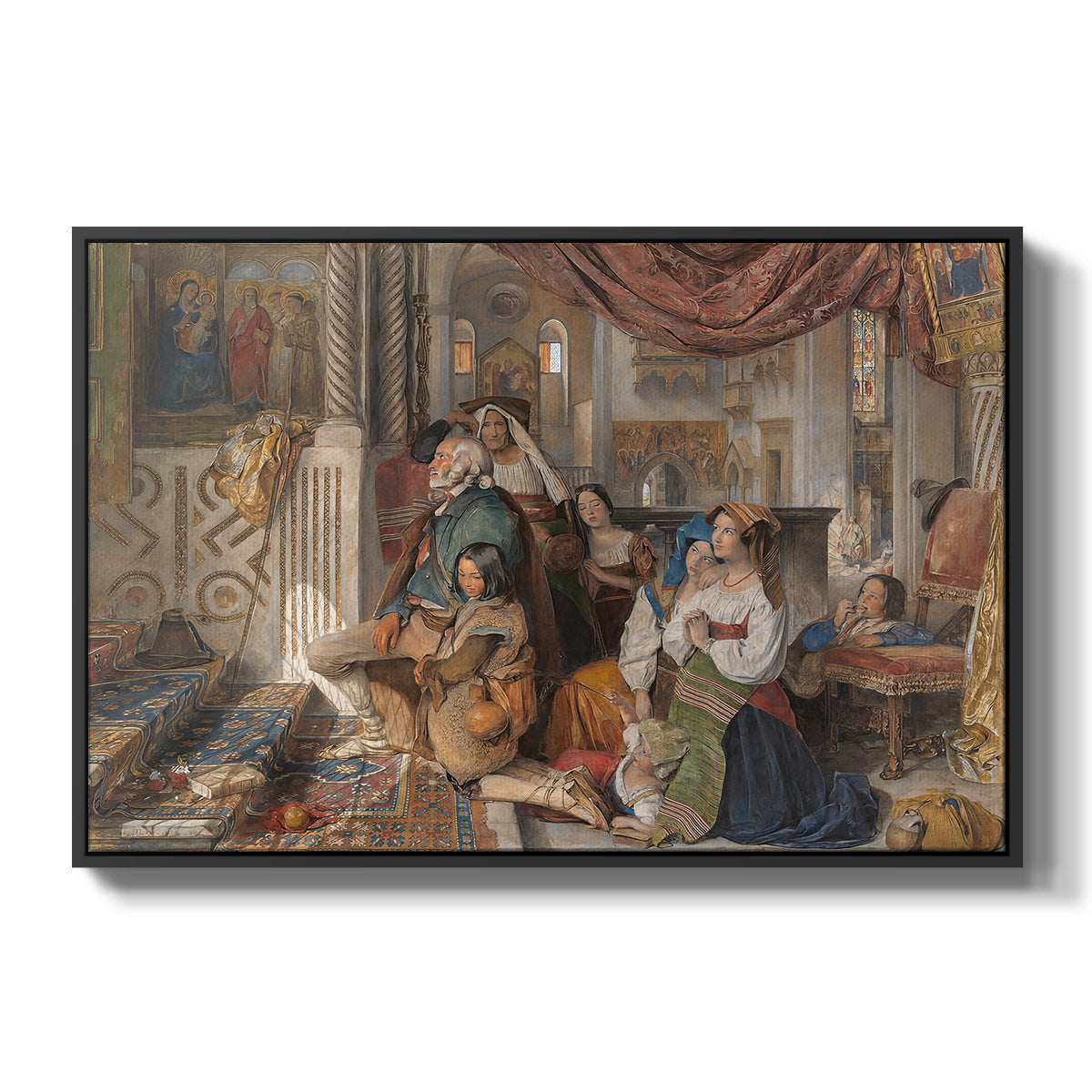Roman Pilgrims, 1854 - Floater Framed Canvas Print