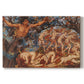 Canvas art print portraying swirling figures carried by wind among falling leaves in dynamic composition, set against a white background