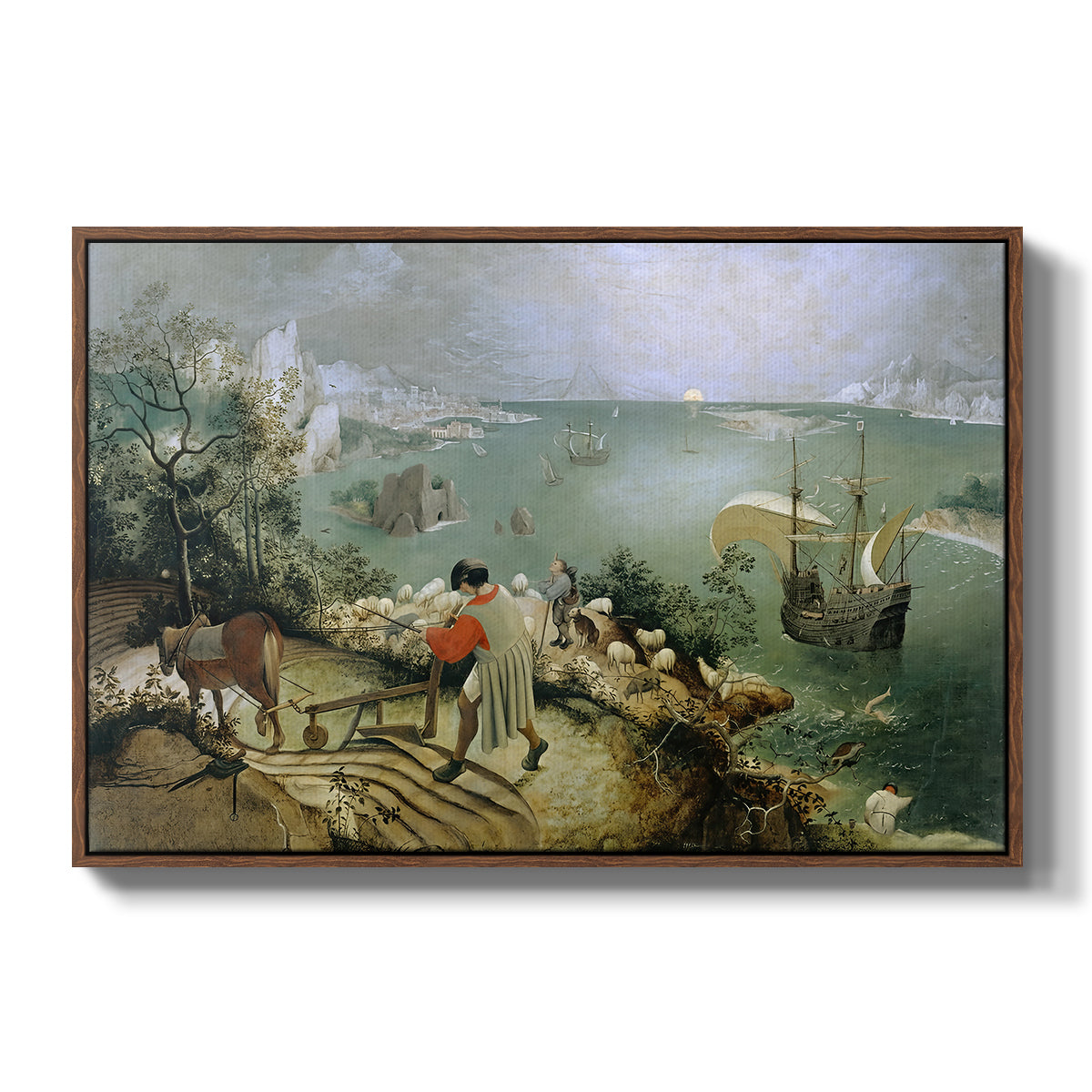 Landscape with the Fall of Icarus, c. 1560 - Floater Framed Canvas Print