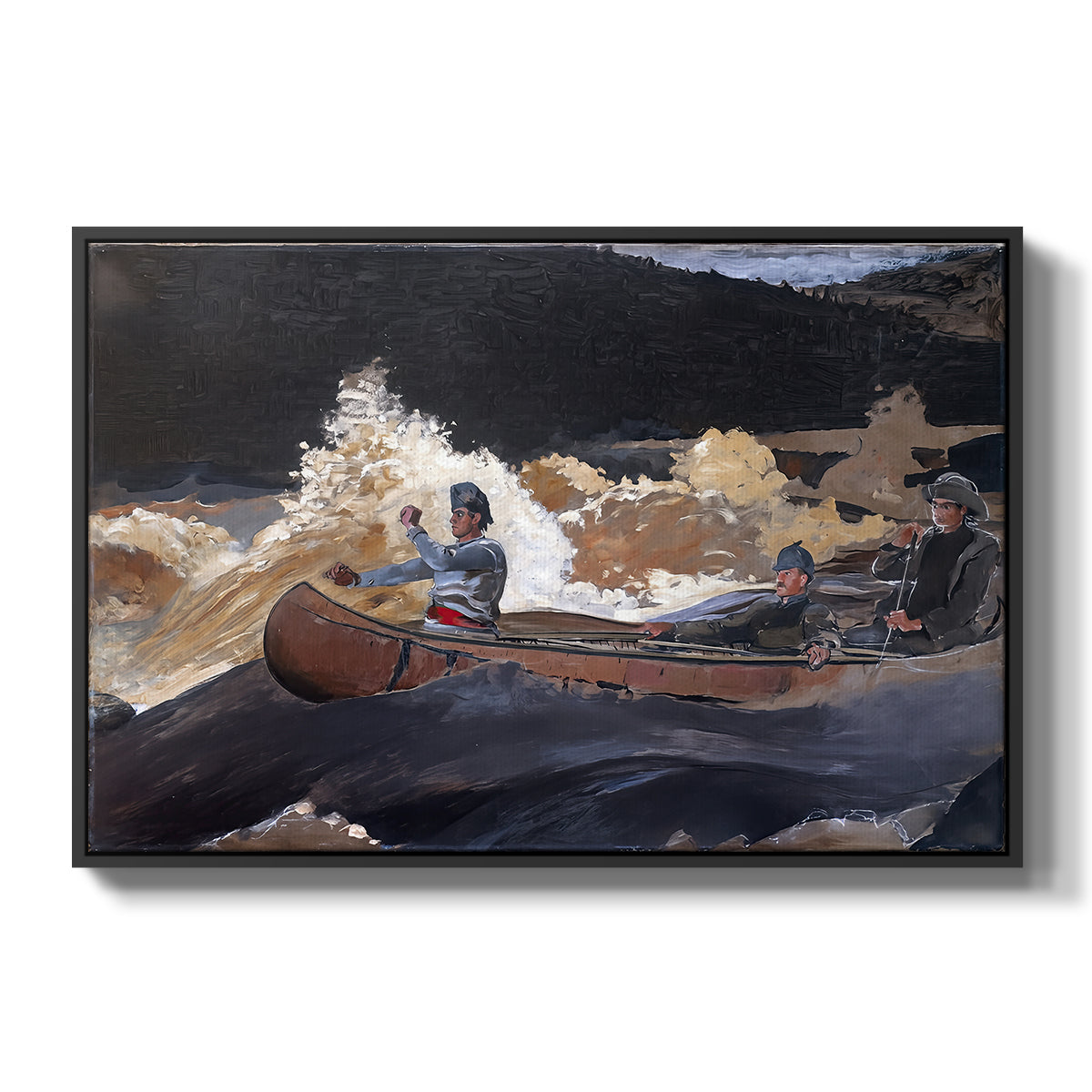 Shooting the Rapids, Saguenay River, 1905-1910 - Floater Framed Canvas Print