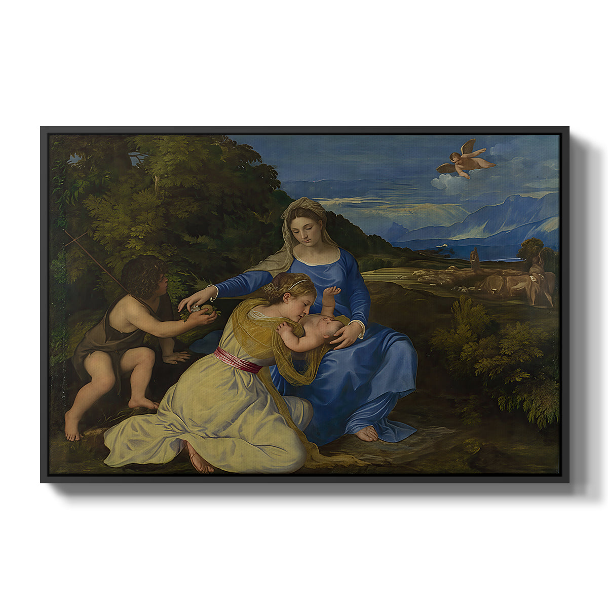 The Aldobrandini Madonna, 1532 - Floater Framed Canvas Print