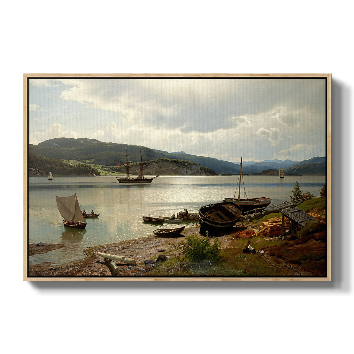 By the Water, 1876 - Floater Framed Canvas Print