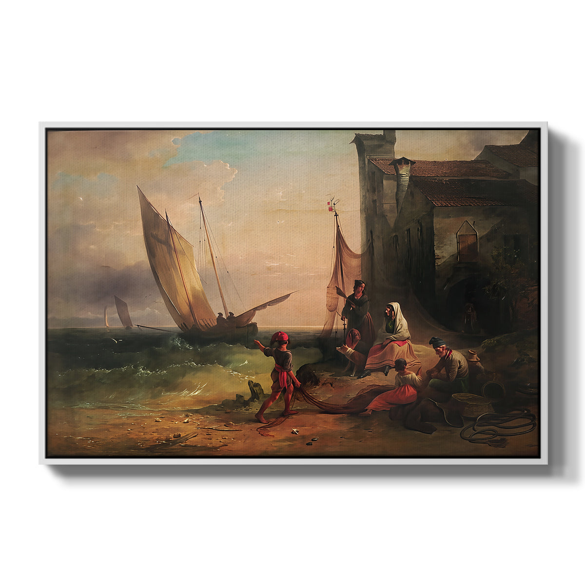 Fisherman's Family from Chioggia, 1838 - Floater Framed Canvas Print