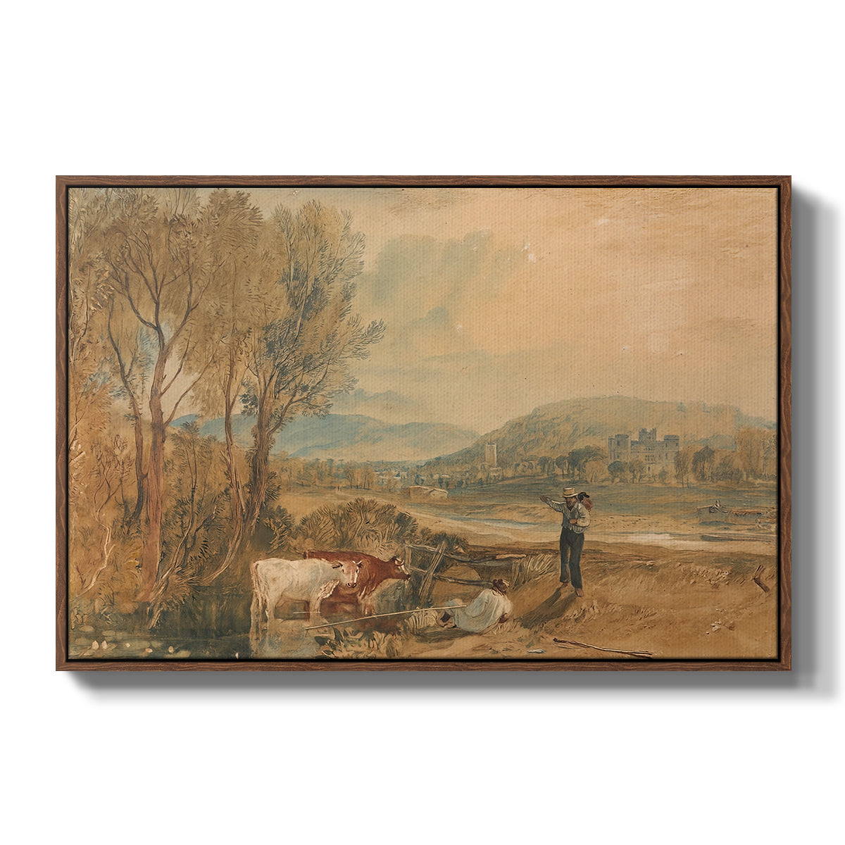 Lulworth Castle, Dorset, c. 1820 - Floater Framed Canvas Print