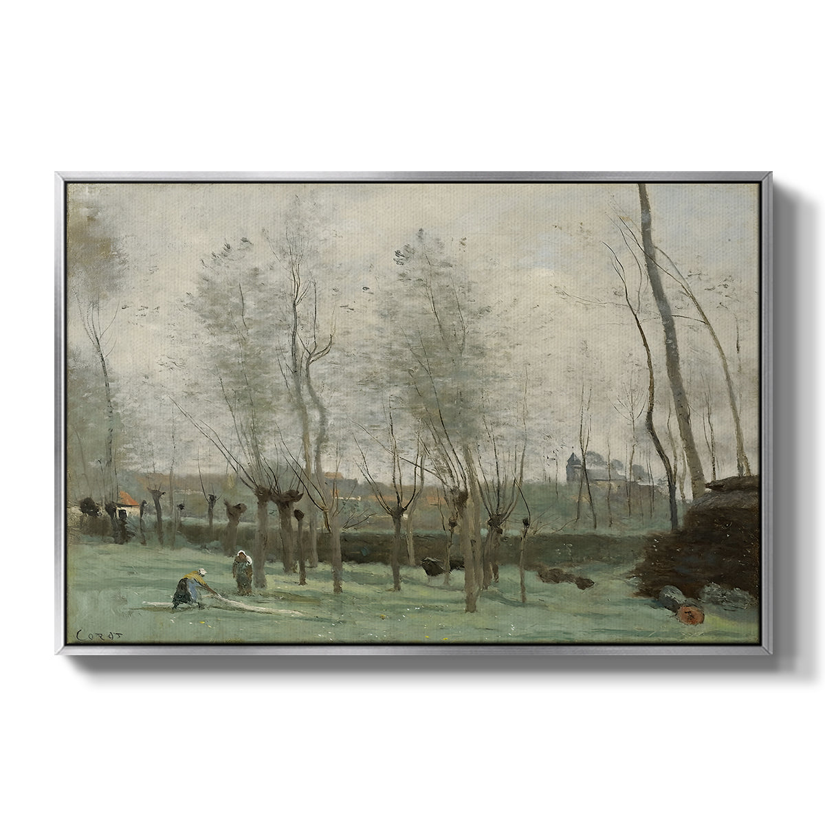 Washerwomen in a Willow Grove, c. 1871 - Floater Framed Canvas Print