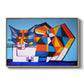 Cassie Thinking about Cubism - Floater Framed Canvas Print