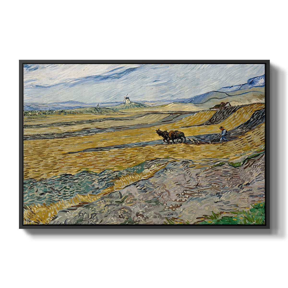 Enclosed Field with Ploughman, 1889 - Floater Framed Canvas Print