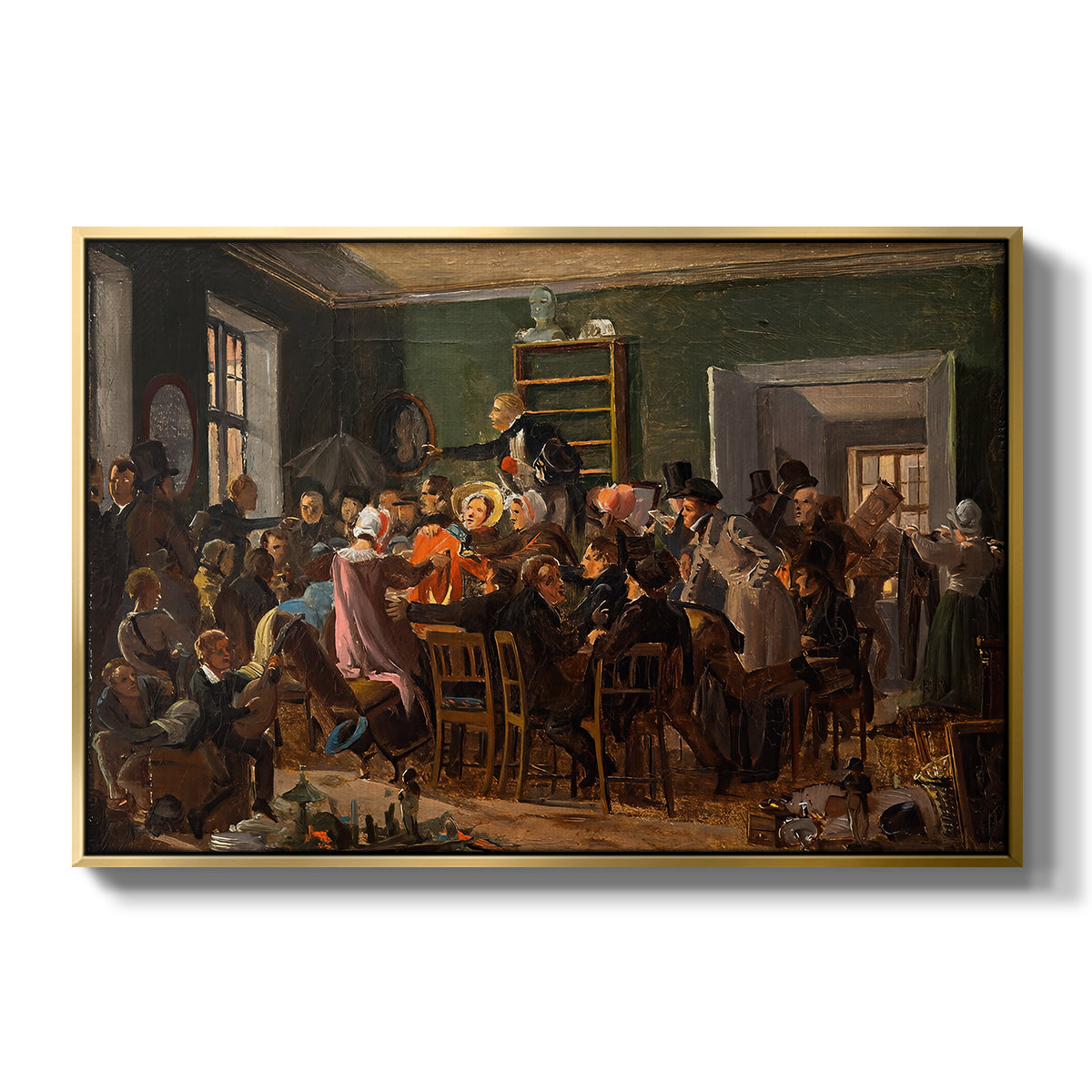An Auction Scene, 1835 - Floater Framed Canvas Print