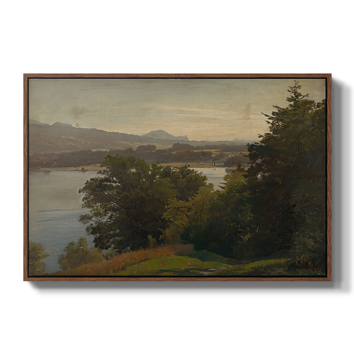 View of the Mondsee, 1870 - Floater Framed Canvas Print