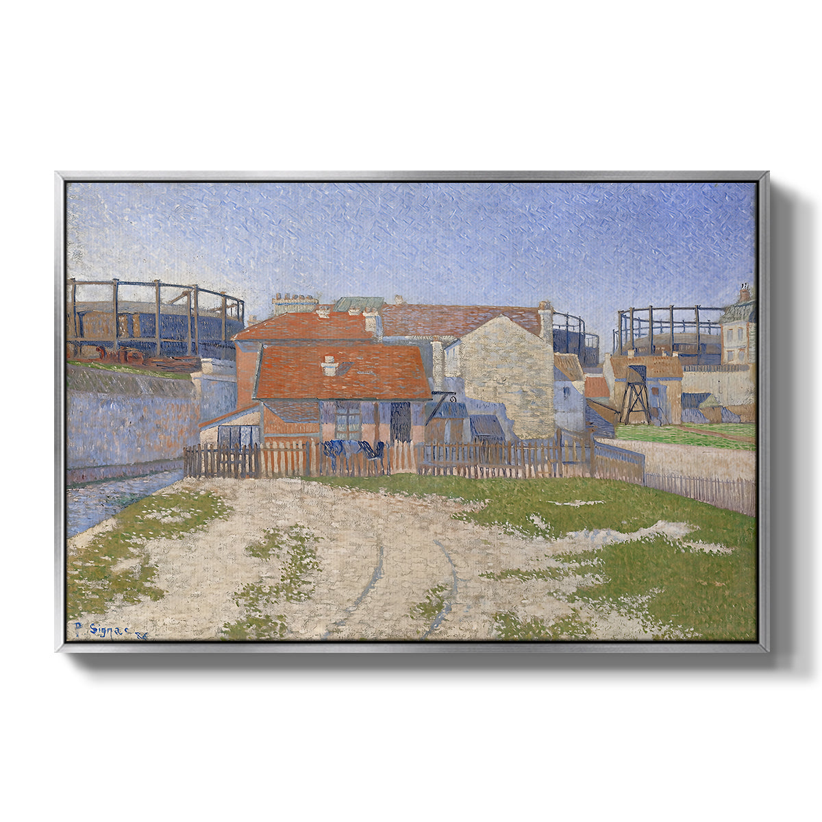 Gasometers at Clichy, 1886 - Floater Framed Canvas Print