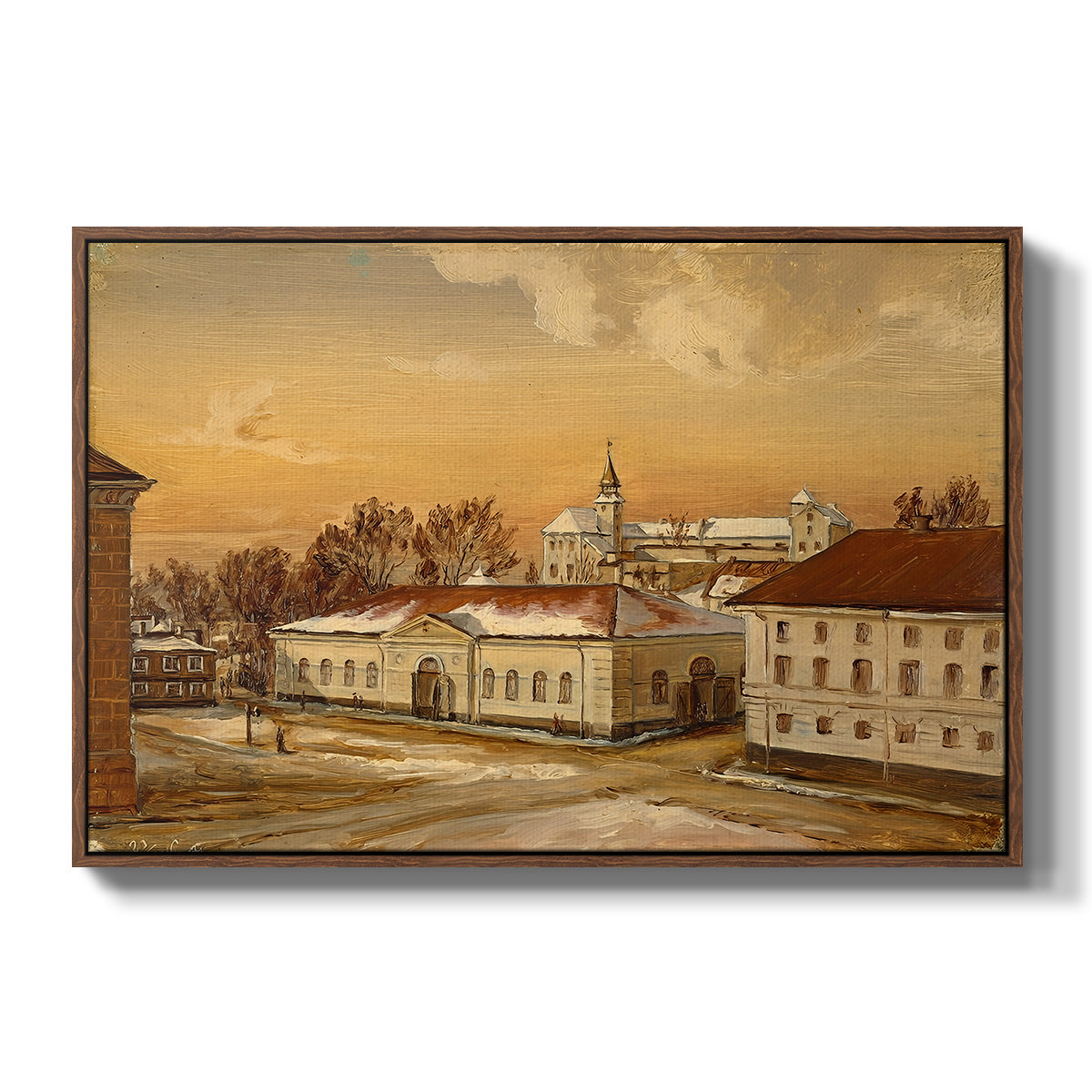 The Riding School at Akershus Castle, 1846 - Floater Framed Canvas Print