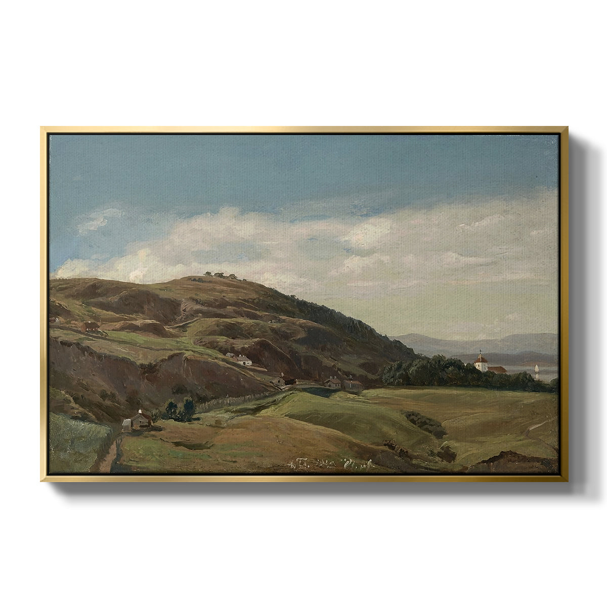 Ekeberg and Oslo Church, 1852 - Floater Framed Canvas Print