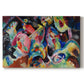 Canvas art print portraying a chaotic abstract composition with dense overlapping colors and forms suggesting turbulent motion, set against a white background