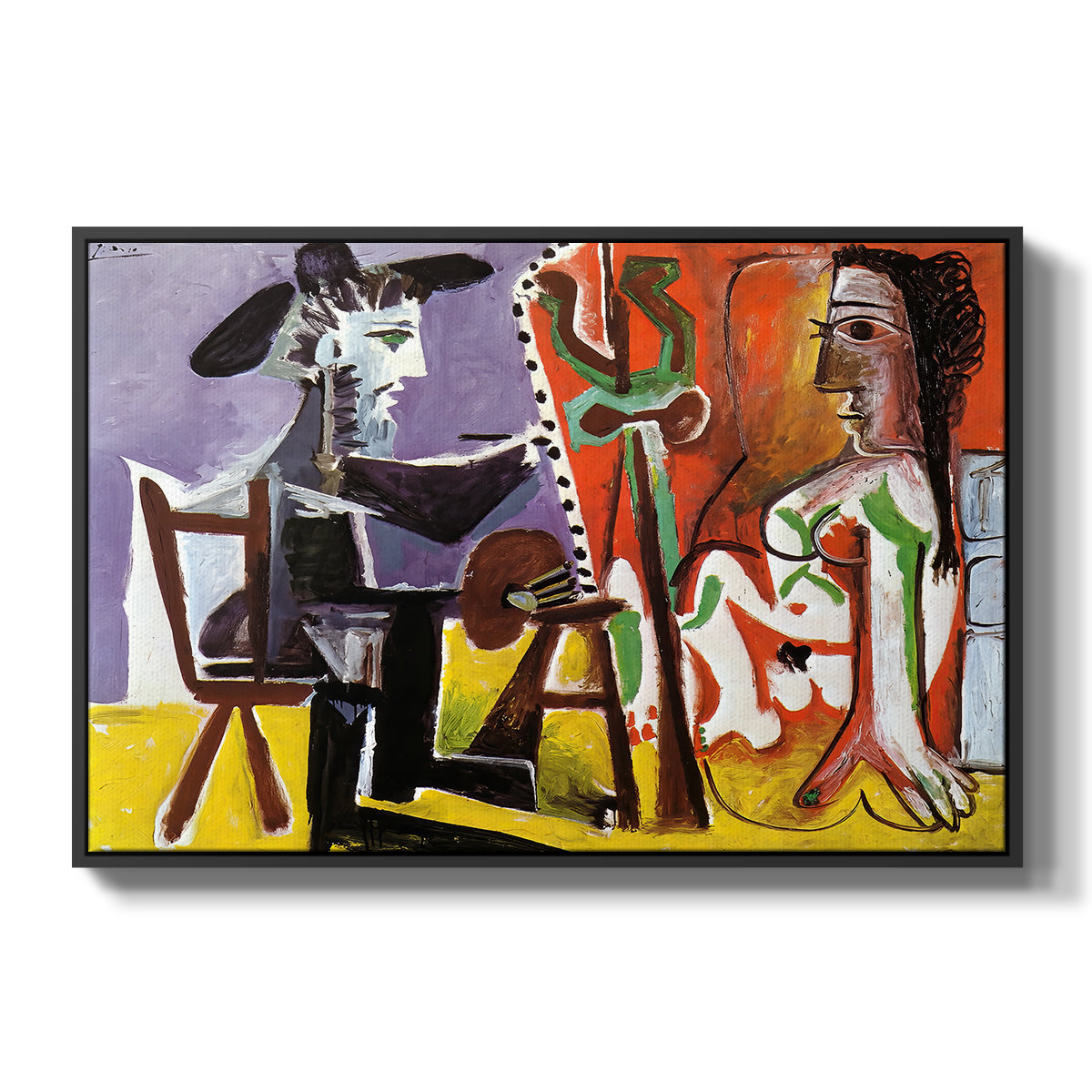 The Painter and His Model, 1963 - Floater Framed Canvas Print