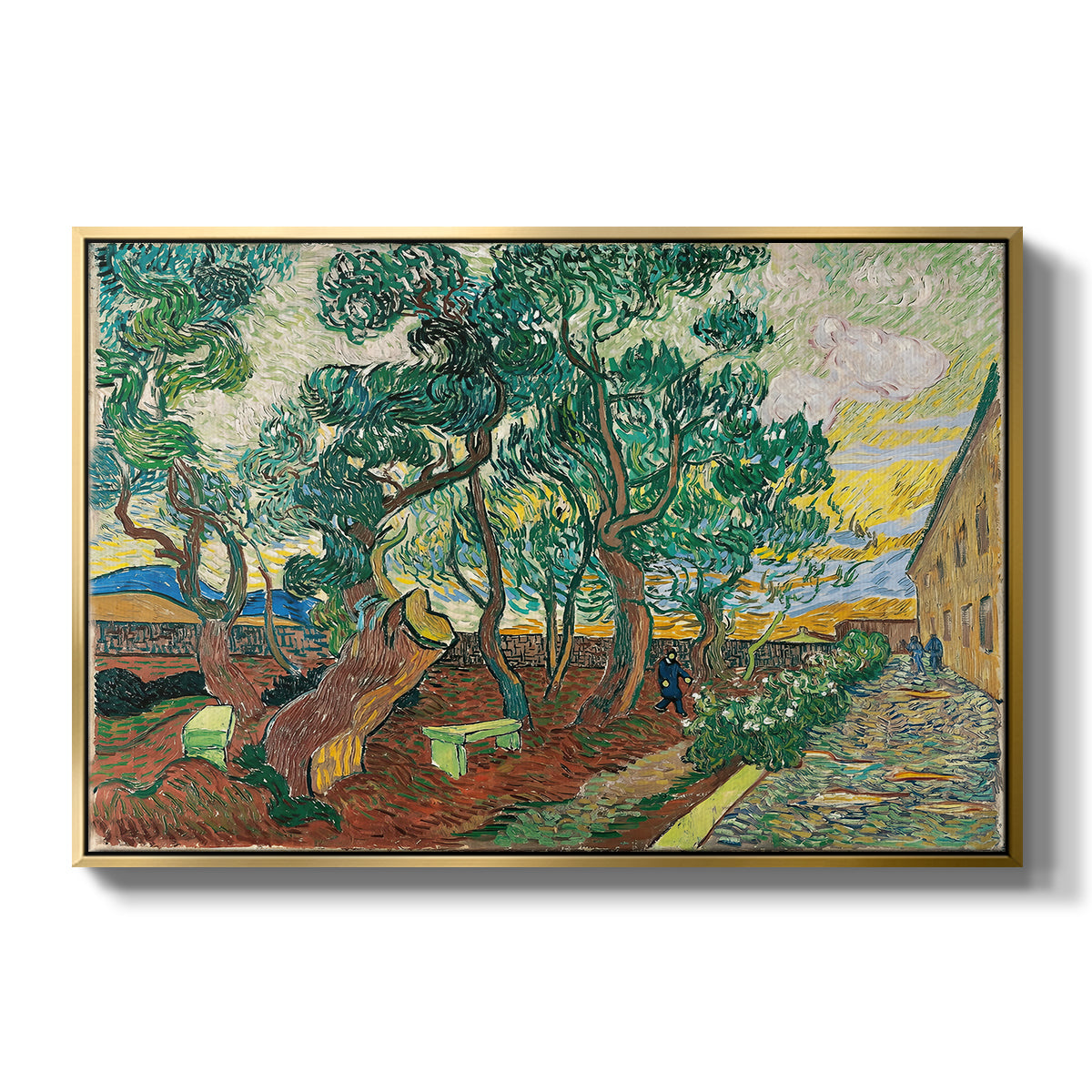 The Garden of Saint-Paul Hospital, 1889 - Floater Framed Canvas Print