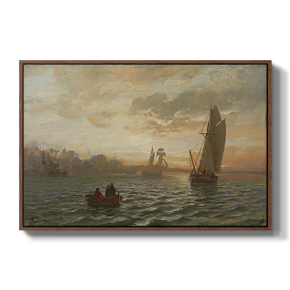 View from the Oslofjord, 1866 - Floater Framed Canvas Print