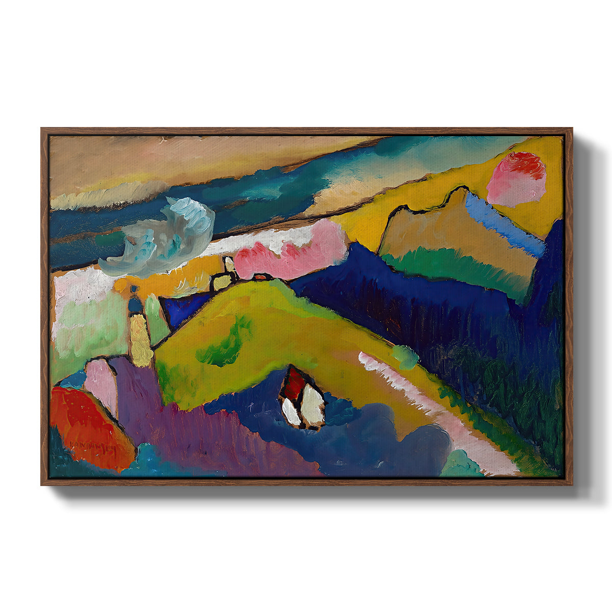 Murnau Mountain Landscape with Church, 1910 - Floater Framed Canvas Print