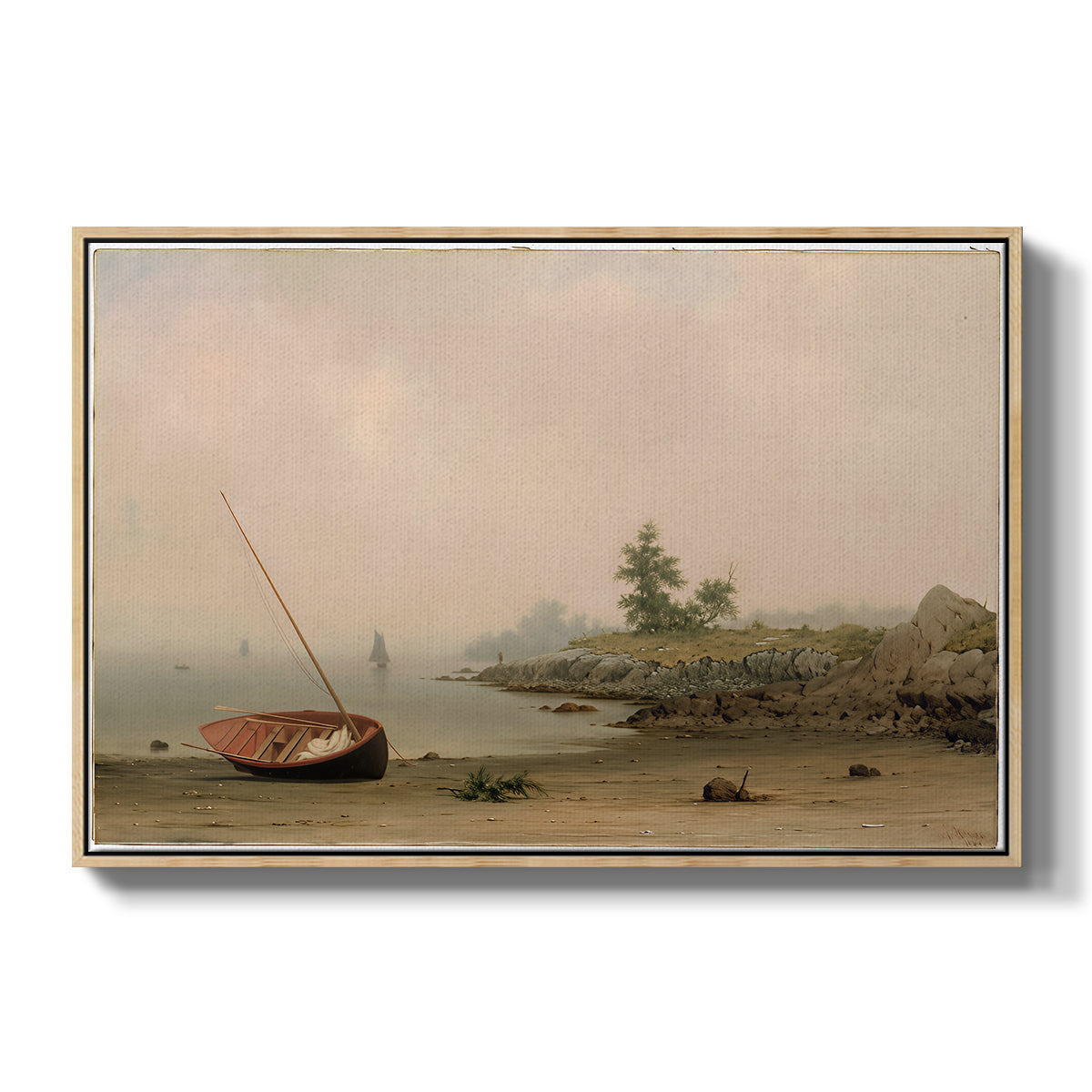 The Stranded Boat, 1863 - Floater Framed Canvas Print