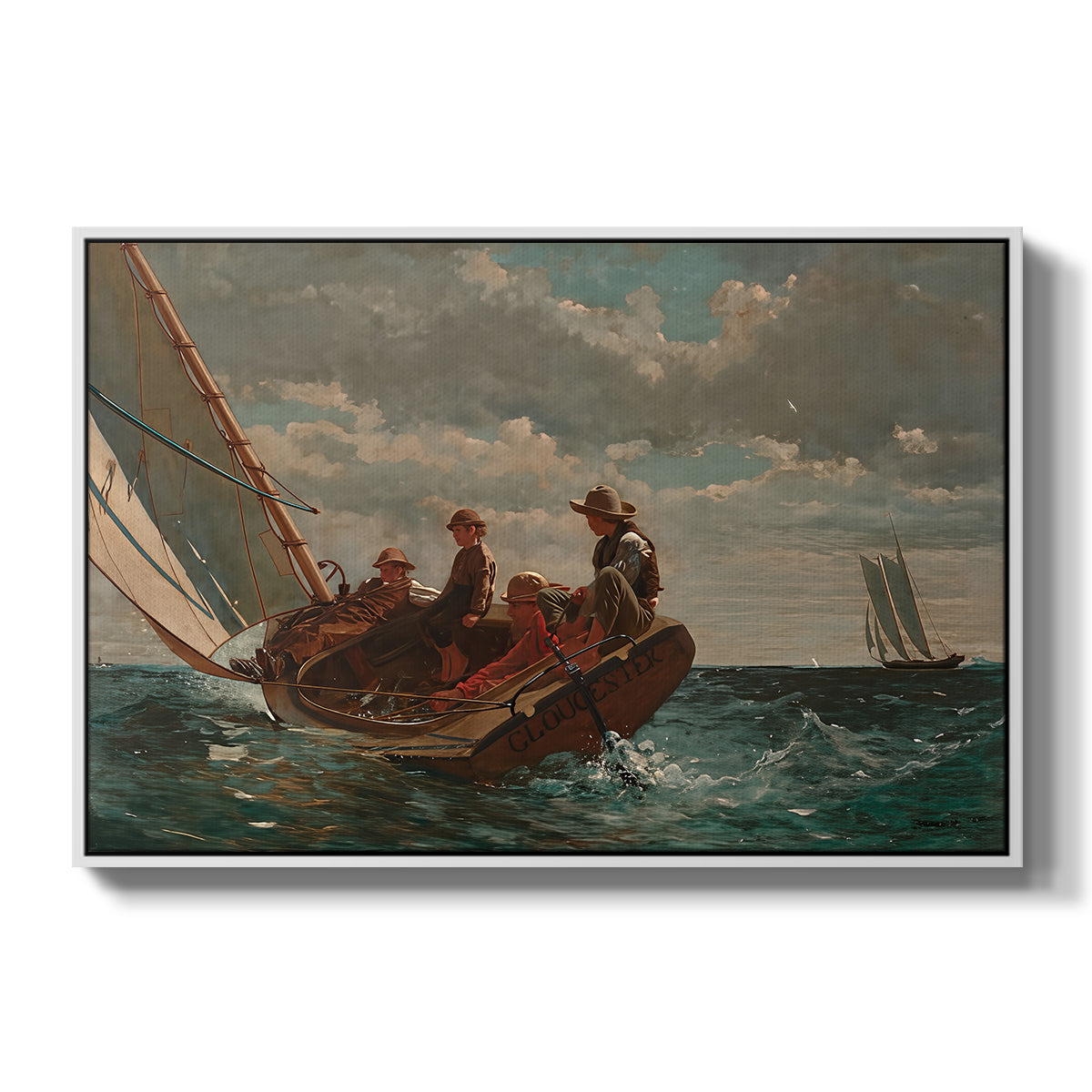 Breezing Up (A Fair Wind), 1873-1876 - Floater Framed Canvas Print