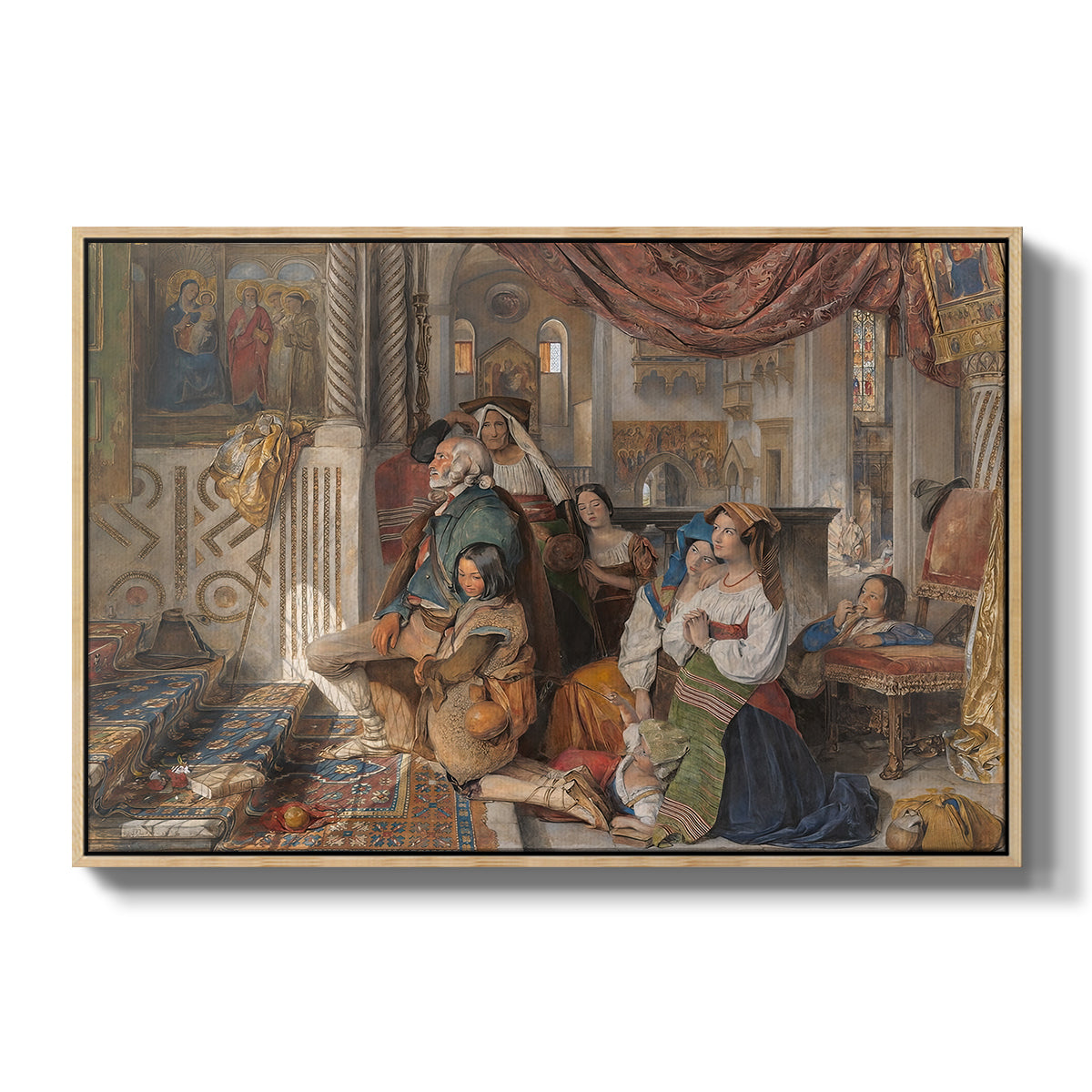 Roman Pilgrims, 1854 - Floater Framed Canvas Print