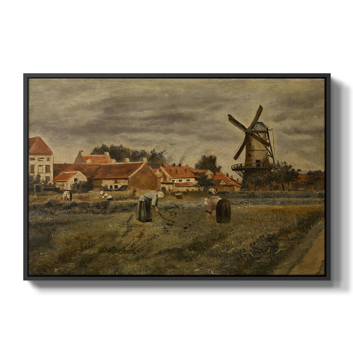 The Potato Harvest, c. 1875 - Floater Framed Canvas Print