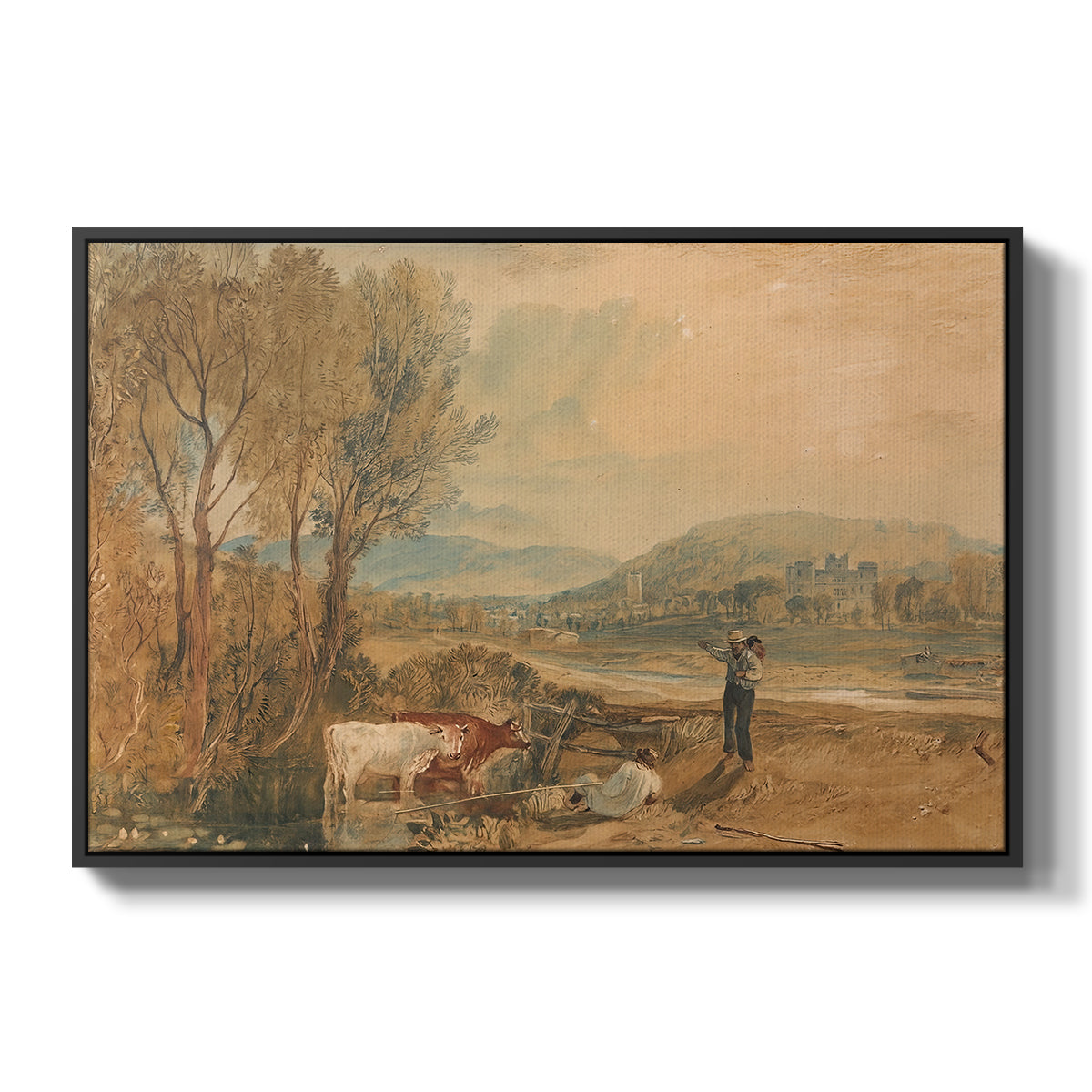 Lulworth Castle, Dorset, c. 1820 - Floater Framed Canvas Print