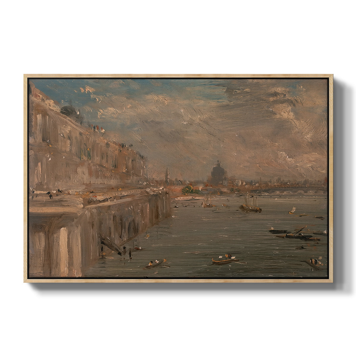 Somerset House Terrace from Waterloo Bridge, c. 1819 - Floater Framed Canvas Print