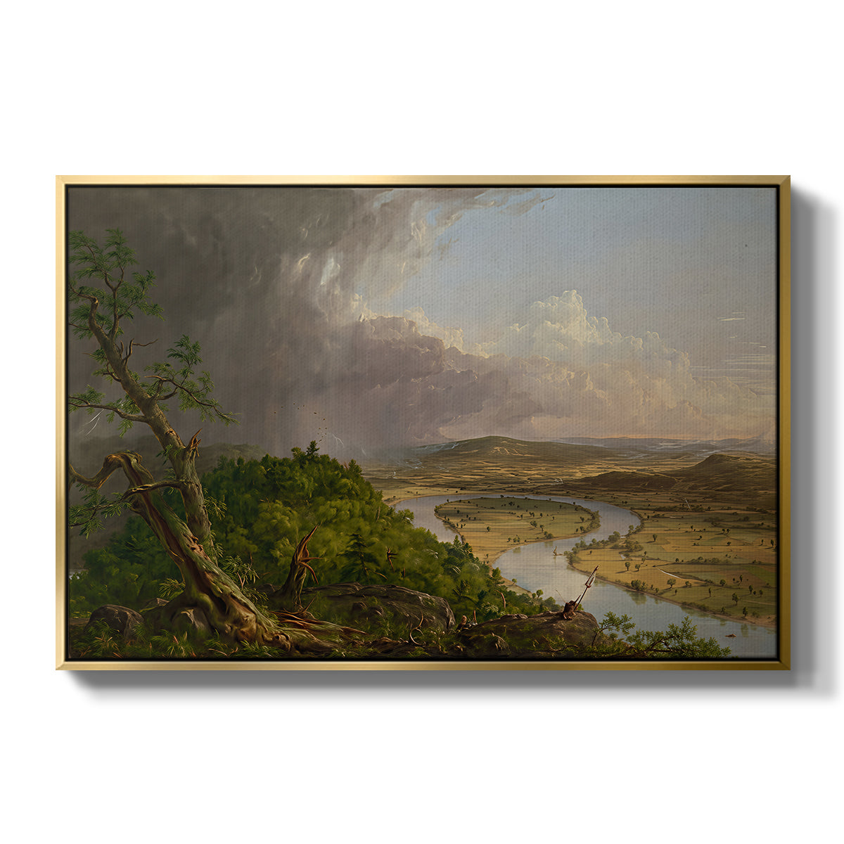 View from Mount Holyoke, Northampton, Massachusetts, after a Thunderstorm (Oxbow), 1836 - Floater Framed Canvas Print
