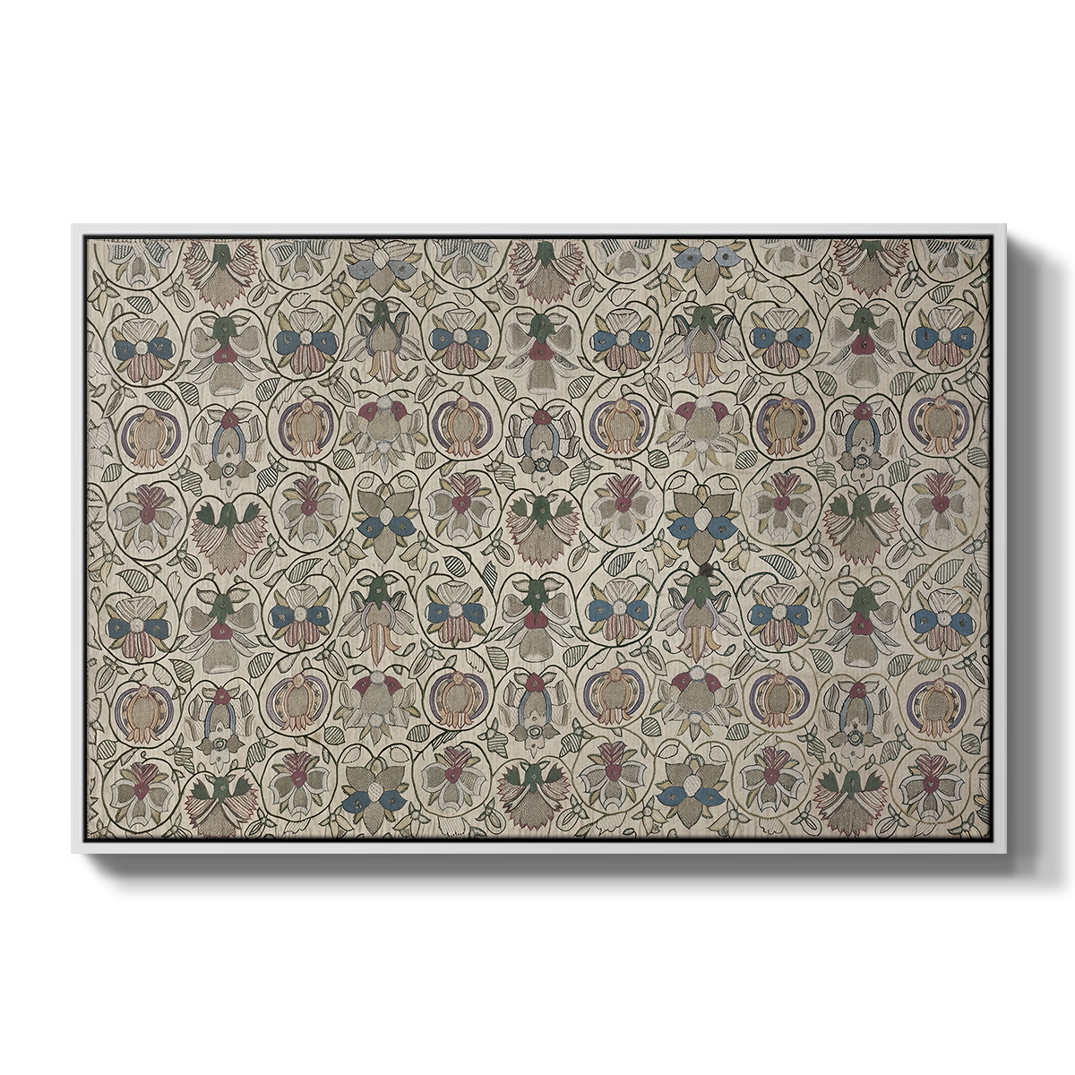 Long Cushion Cover (Printed Textile), c. 1600 - Floater Framed Canvas Print