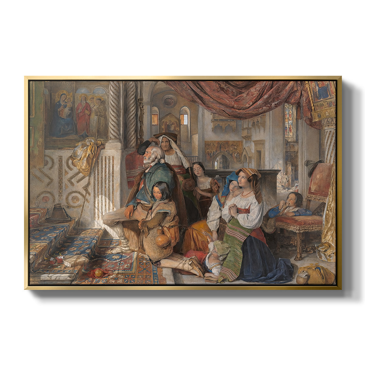 Roman Pilgrims, 1854 - Floater Framed Canvas Print