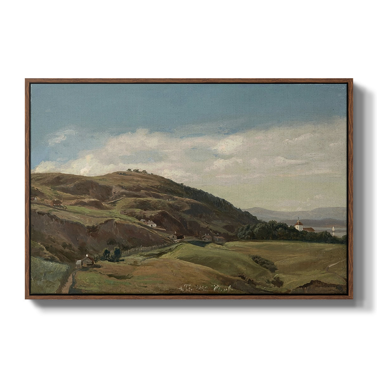 Ekeberg and Oslo Church, 1852 - Floater Framed Canvas Print