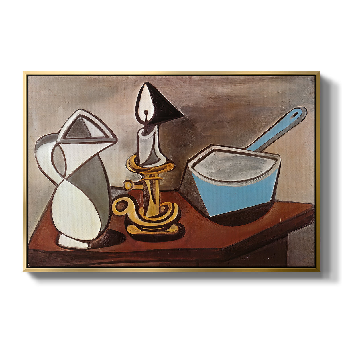 Jug, Candle, and Enamel Pan, 1950 - Floater Framed Canvas Print