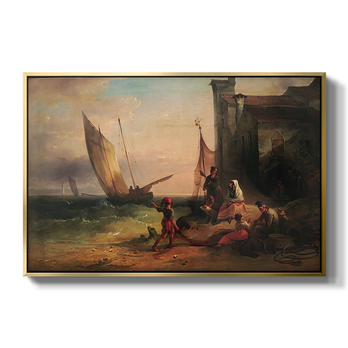 Fisherman's Family from Chioggia, 1838 - Floater Framed Canvas Print