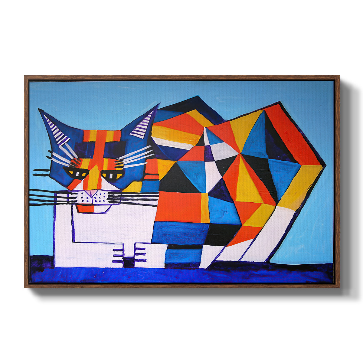 Cassie Thinking about Cubism - Floater Framed Canvas Print