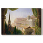 Canvas art print portraying a grand architectural fantasy with multiple historical structures in unified composition, set against a white background