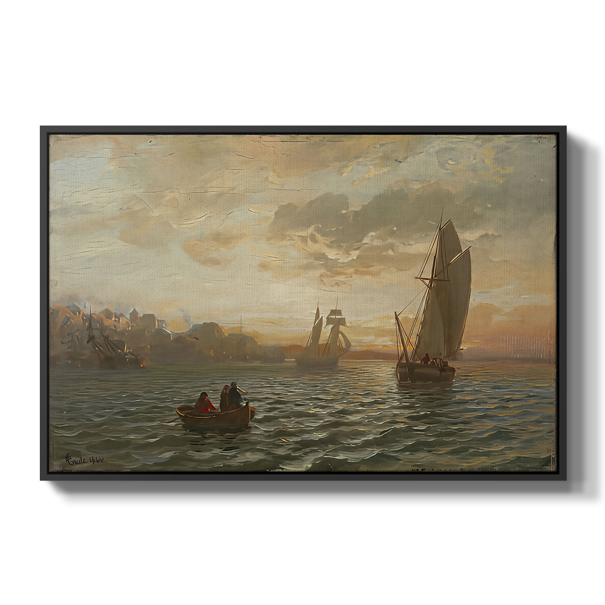 View from the Oslofjord, 1866 - Floater Framed Canvas Print